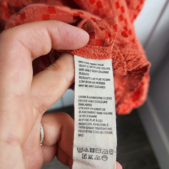 Free People Embroidered Elisa Orange Tunic Top Size S - Picture 6 of 11